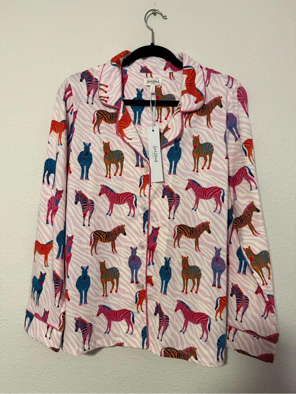 BedHead Set Pink Multi Zebra-Print Button-Front. B2 - Picture 2 of 16